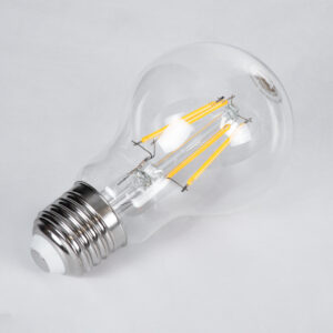 GloboStar® 99006 Λάμπα LED Long Filament E27 A60 Γλόμπος 6W 600lm 360° AC 220-240V IP20 Φ6 x Υ10.5cm Θερμό Λευκό 2700K με Διάφανο Γυαλί – Dimmable – 3 Χρόνια Εγγύηση