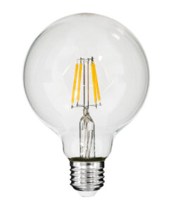 GloboStar® 99009 Λάμπα LED Long Filament E27 G95 Γλόμπος 4W 400lm 360° AC 220-240V IP20 Φ9.5 x Υ13.5cm Θερμό Λευκό 2700K με Διάφανο Γυαλί – Dimmable – 3 Years Warranty