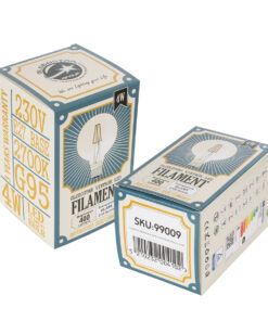 GloboStar® 99009 Λάμπα LED Long Filament E27 G95 Γλόμπος 4W 400lm 360° AC 220-240V IP20 Φ9.5 x Υ13.5cm Θερμό Λευκό 2700K με Διάφανο Γυαλί – Dimmable – 3 Years Warranty