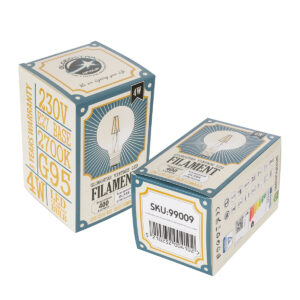 GloboStar® 99009 Λάμπα LED Long Filament E27 G95 Γλόμπος 4W 400lm 360° AC 220-240V IP20 Φ9.5 x Υ13.5cm Θερμό Λευκό 2700K με Διάφανο Γυαλί – Dimmable – 3 Years Warranty
