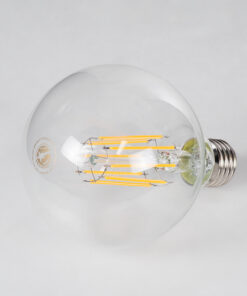 GloboStar® 99011 Λάμπα LED Long Filament E27 G95 Γλόμπος 12W 1200lm 360° AC 220-240V IP20 Φ9.5 x Υ13.5cm Θερμό Λευκό 2700K με Διάφανο Γυαλί – Dimmable – 3 Years Warranty