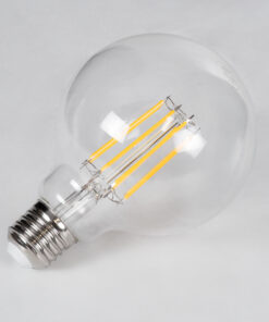 GloboStar® 99011 Λάμπα LED Long Filament E27 G95 Γλόμπος 12W 1200lm 360° AC 220-240V IP20 Φ9.5 x Υ13.5cm Θερμό Λευκό 2700K με Διάφανο Γυαλί – Dimmable – 3 Years Warranty