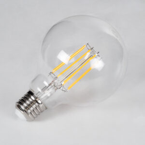 GloboStar® 99011 Λάμπα LED Long Filament E27 G95 Γλόμπος 12W 1200lm 360° AC 220-240V IP20 Φ9.5 x Υ13.5cm Θερμό Λευκό 2700K με Διάφανο Γυαλί – Dimmable – 3 Years Warranty
