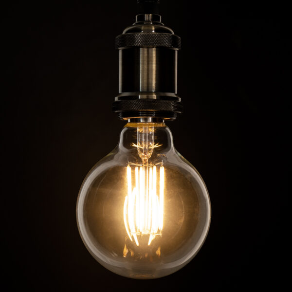 GloboStar® 99011 Λάμπα LED Long Filament E27 G95 Γλόμπος 12W 1200lm 360° AC 220-240V IP20 Φ9.5 x Υ13.5cm Θερμό Λευκό 2700K με Διάφανο Γυαλί – Dimmable – 3 Years Warranty