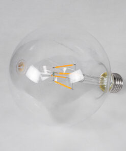 GloboStar® 99012 Λάμπα LED Long Filament E27 G125 Γλόμπος 4W 400lm 360° AC 220-240V IP20 Φ12.5 x Υ18cm Θερμό Λευκό 2700K με Διάφανο Γυαλί – Dimmable – 3 Years Warranty