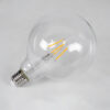 GloboStar® 99012 Λάμπα LED Long Filament E27 G125 Γλόμπος 4W 400lm 360° AC 220-240V IP20 Φ12.5 x Υ18cm Θερμό Λευκό 2700K με Διάφανο Γυαλί – Dimmable – 3 Years Warranty