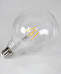GloboStar® 99012 Λάμπα LED Long Filament E27 G125 Γλόμπος 4W 400lm 360° AC 220-240V IP20 Φ12.5 x Υ18cm Θερμό Λευκό 2700K με Διάφανο Γυαλί – Dimmable – 3 Years Warranty