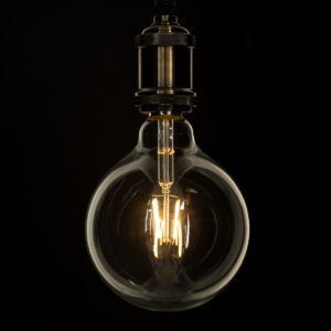 GloboStar® 99012 Λάμπα LED Long Filament E27 G125 Γλόμπος 4W 400lm 360° AC 220-240V IP20 Φ12.5 x Υ18cm Θερμό Λευκό 2700K με Διάφανο Γυαλί – Dimmable – 3 Years Warranty