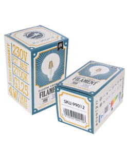 GloboStar® 99012 Λάμπα LED Long Filament E27 G125 Γλόμπος 4W 400lm 360° AC 220-240V IP20 Φ12.5 x Υ18cm Θερμό Λευκό 2700K με Διάφανο Γυαλί – Dimmable – 3 Years Warranty