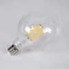 GloboStar® 99014 Λάμπα LED Long Filament E27 G125 Γλόμπος 12W 1200lm 360° AC 220-240V IP20 Φ12.5 x Υ18cm Θερμό Λευκό 2700K με Διάφανο Γυαλί – Dimmable – 3 Years Warranty