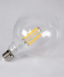 GloboStar® 99014 Λάμπα LED Long Filament E27 G125 Γλόμπος 12W 1200lm 360° AC 220-240V IP20 Φ12.5 x Υ18cm Θερμό Λευκό 2700K με Διάφανο Γυαλί – Dimmable – 3 Years Warranty