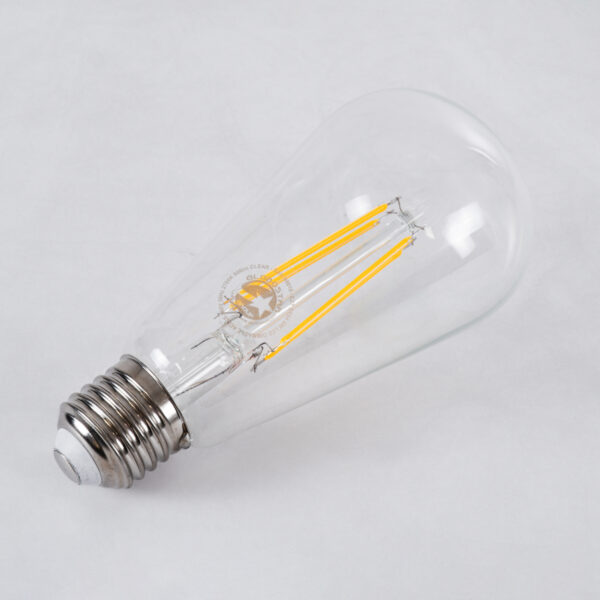 GloboStar® 99016 Λάμπα LED Long Filament E27 ST64 Αχλάδι 8W 800lm 360° AC 220-240V IP20 Φ6.4 x Υ14cm Θερμό Λευκό 2700K με Διάφανο Γυαλί – Dimmable – 3 Years Warranty