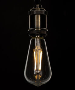 GloboStar® 99016 Λάμπα LED Long Filament E27 ST64 Αχλάδι 8W 800lm 360° AC 220-240V IP20 Φ6.4 x Υ14cm Θερμό Λευκό 2700K με Διάφανο Γυαλί – Dimmable – 3 Years Warranty