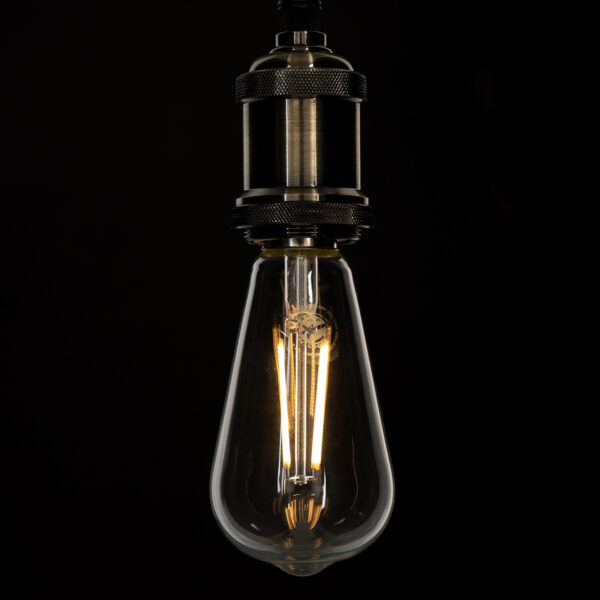 GloboStar® 99016 Λάμπα LED Long Filament E27 ST64 Αχλάδι 8W 800lm 360° AC 220-240V IP20 Φ6.4 x Υ14cm Θερμό Λευκό 2700K με Διάφανο Γυαλί – Dimmable – 3 Years Warranty
