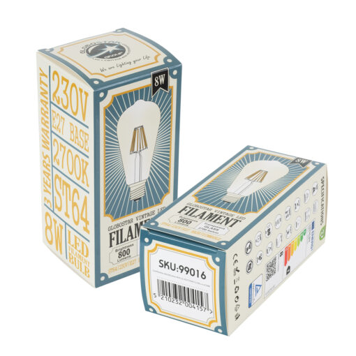 GloboStar® 99016 Λάμπα LED Long Filament E27 ST64 Αχλάδι 8W 800lm 360° AC 220-240V IP20 Φ6.4 x Υ14cm Θερμό Λευκό 2700K με Διάφανο Γυαλί – Dimmable – 3 Years Warranty