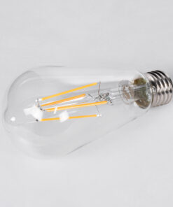 GloboStar® 99017 Λάμπα LED Long Filament E27 ST64 Αχλάδι 10W 1000lm 360° AC 220-240V IP20 Φ6.4 x Υ14cm Θερμό Λευκό 2700K με Διάφανο Γυαλί – Dimmable – 3 Years Warranty