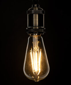 GloboStar® 99017 Λάμπα LED Long Filament E27 ST64 Αχλάδι 10W 1000lm 360° AC 220-240V IP20 Φ6.4 x Υ14cm Θερμό Λευκό 2700K με Διάφανο Γυαλί – Dimmable – 3 Years Warranty