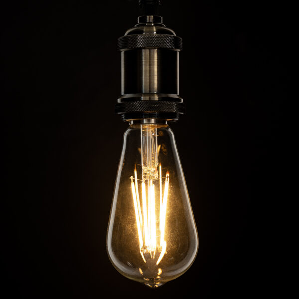 GloboStar® 99017 Λάμπα LED Long Filament E27 ST64 Αχλάδι 10W 1000lm 360° AC 220-240V IP20 Φ6.4 x Υ14cm Θερμό Λευκό 2700K με Διάφανο Γυαλί – Dimmable – 3 Years Warranty