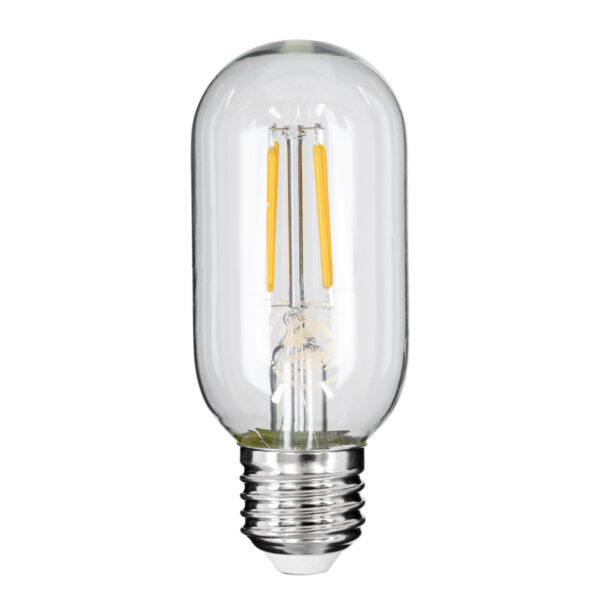 GloboStar® 99018 Λάμπα LED Long Filament E27 T45 Σωλήνας 4W 400lm 360° AC 220-240V IP20 Φ4.5 x Υ11cm Θερμό Λευκό 2700K με Διάφανο Γυαλί - Dimmable - 3 Years Warranty