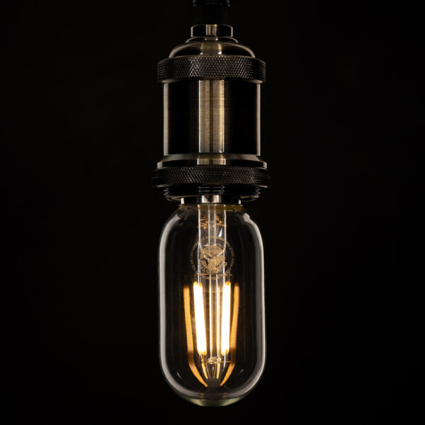 GloboStar® 99018 Λάμπα LED Long Filament E27 T45 Σωλήνας 4W 400lm 360° AC 220-240V IP20 Φ4.5 x Υ11cm Θερμό Λευκό 2700K με Διάφανο Γυαλί – Dimmable – 3 Years Warranty