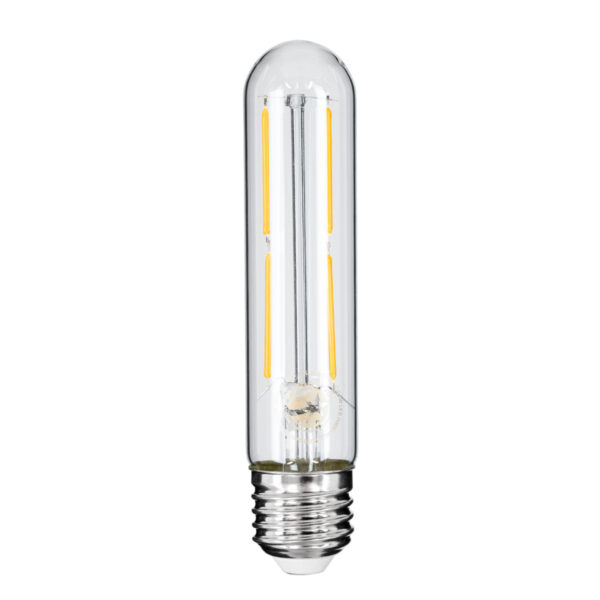 GloboStar® 99019 Λάμπα LED Long Filament E27 T30 Σωλήνας 4W 400lm 360° AC 220-240V IP20 Φ3 x Υ13.5cm Θερμό Λευκό 2700K με Διάφανο Γυαλί - Dimmable - 3 Years Warranty