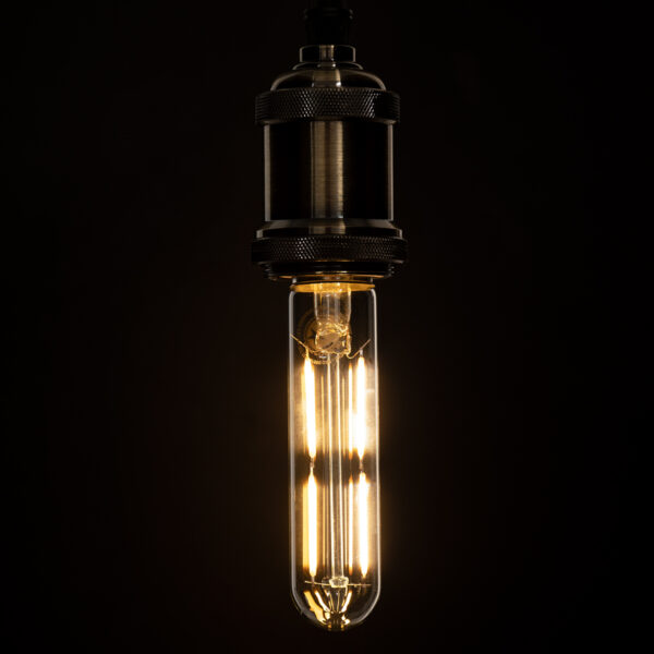 GloboStar® 99019 Λάμπα LED Long Filament E27 T30 Σωλήνας 4W 400lm 360° AC 220-240V IP20 Φ3 x Υ13.5cm Θερμό Λευκό 2700K με Διάφανο Γυαλί – Dimmable – 3 Years Warranty