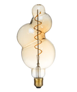 GloboStar® 99021 Λάμπα LED Soft S Spiral Filament E27 BB100 BUBBLES Γλόμπος 6W 420lm 360° AC 220-240V IP20 Φ10 x Υ24cm Ultra Θερμό Λευκό 2200K με Μελί Γυαλί – Dimmable – 3 Years Warranty