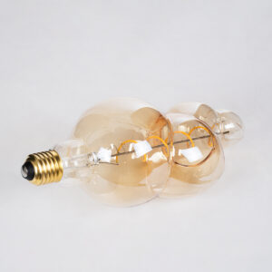 GloboStar® 99021 Λάμπα LED Soft S Spiral Filament E27 BB100 BUBBLES Γλόμπος 6W 420lm 360° AC 220-240V IP20 Φ10 x Υ24cm Ultra Θερμό Λευκό 2200K με Μελί Γυαλί – Dimmable – 3 Years Warranty
