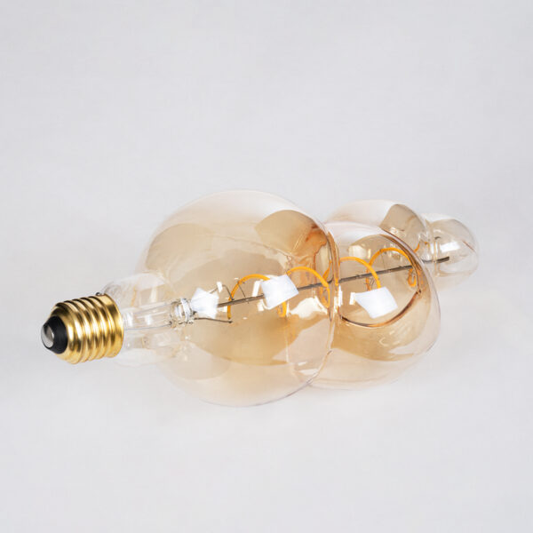 GloboStar® 99021 Λάμπα LED Soft S Spiral Filament E27 BB100 BUBBLES Γλόμπος 6W 420lm 360° AC 220-240V IP20 Φ10 x Υ24cm Ultra Θερμό Λευκό 2200K με Μελί Γυαλί – Dimmable – 3 Years Warranty