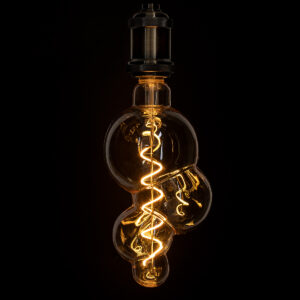 GloboStar® 99021 Λάμπα LED Soft S Spiral Filament E27 BB100 BUBBLES Γλόμπος 6W 420lm 360° AC 220-240V IP20 Φ10 x Υ24cm Ultra Θερμό Λευκό 2200K με Μελί Γυαλί – Dimmable – 3 Years Warranty