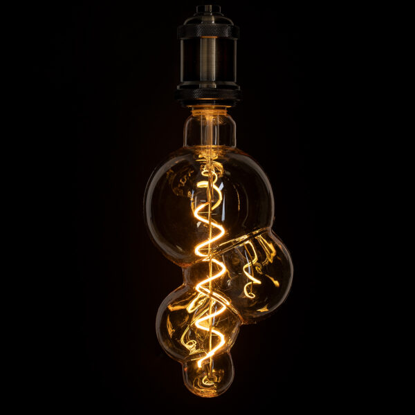 GloboStar® 99021 Λάμπα LED Soft S Spiral Filament E27 BB100 BUBBLES Γλόμπος 6W 420lm 360° AC 220-240V IP20 Φ10 x Υ24cm Ultra Θερμό Λευκό 2200K με Μελί Γυαλί – Dimmable – 3 Years Warranty