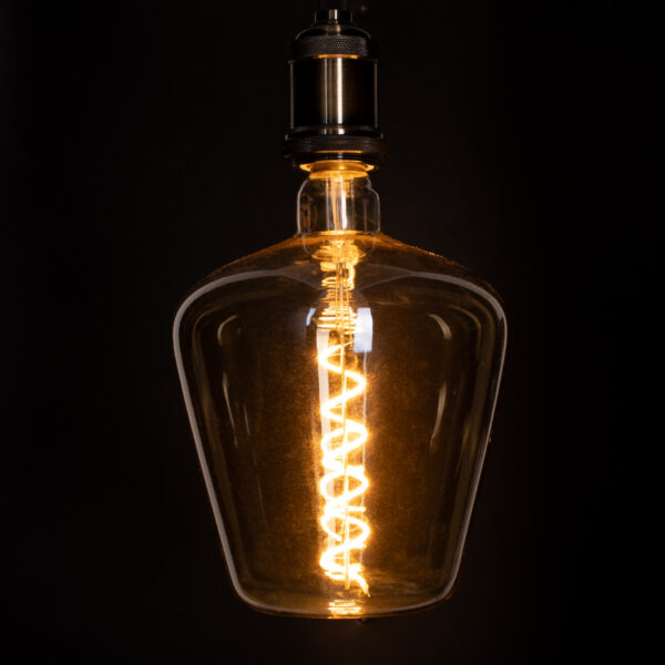 GloboStar® 99025 Λάμπα LED Soft S Spiral Filament E27 NT170 BRANDY Γλόμπος 6W 420lm 360° AC 220-240V IP20 Φ17 x Υ23cm Ultra Θερμό Λευκό 2200K με Μελί Γυαλί – Dimmable – 3 Years Warranty