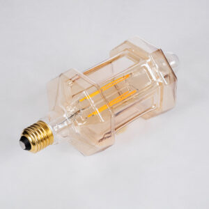 GloboStar® 99026 Λάμπα LED Long Filament E27 FT95 LANTERN Γλόμπος 8W 650lm 360° AC 220-240V IP20 Φ9.5 x Υ21.5cm Ultra Θερμό Λευκό 2200K με Μελί Γυαλί – Dimmable – 3 Years Warranty