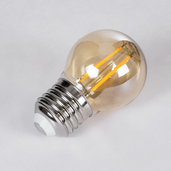 GloboStar® 99035 Λάμπα LED Long Filament E27 G45 Γλομπάκι 5W 450lm 360° AC 220-240V IP20 Φ4.5 x Υ7.5cm Ultra Θερμό Λευκό 2200K με Μελί Γυαλί – Dimmable – 3 Years Warranty