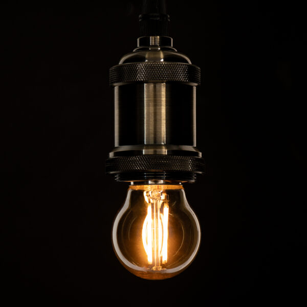 GloboStar® 99035 Λάμπα LED Long Filament E27 G45 Γλομπάκι 5W 450lm 360° AC 220-240V IP20 Φ4.5 x Υ7.5cm Ultra Θερμό Λευκό 2200K με Μελί Γυαλί – Dimmable – 3 Years Warranty
