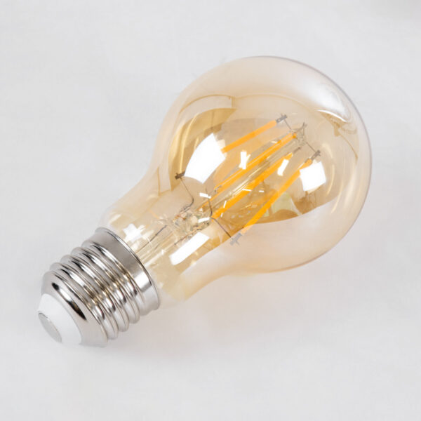 GloboStar® 99036 LED Long Filament Bulb E27 A60 Globe 6W 550lm 360° AC 220-240V IP20 D6 x H10.5cm Ultra Θερμό Λευκό 2200K με Μελί Γυαλί – Dimmable – 3 Years Warranty