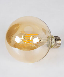 GloboStar® 99039 LED Long Filament Bulb E27 G95 Globe 4W 350lm 360° AC 220-240V IP20 D9.5 x H13.5cm Ultra Θερμό Λευκό 2200K με Μελί Γυαλί – Dimmable – 3 Years Warranty