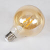 GloboStar® 99039 LED Long Filament Bulb E27 G95 Globe 4W 350lm 360° AC 220-240V IP20 D9.5 x H13.5cm Ultra Θερμό Λευκό 2200K με Μελί Γυαλί – Dimmable – 3 Years Warranty