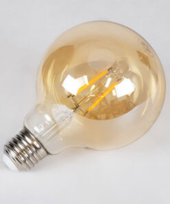 GloboStar® 99039 LED Long Filament Bulb E27 G95 Globe 4W 350lm 360° AC 220-240V IP20 D9.5 x H13.5cm Ultra Θερμό Λευκό 2200K με Μελί Γυαλί – Dimmable – 3 Years Warranty