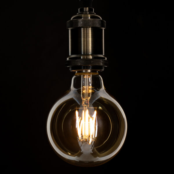 GloboStar® 99039 LED Long Filament Bulb E27 G95 Globe 4W 350lm 360° AC 220-240V IP20 D9.5 x H13.5cm Ultra Θερμό Λευκό 2200K με Μελί Γυαλί – Dimmable – 3 Years Warranty