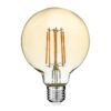 GloboStar® 99041 LED Long Filament Bulb E27 G95 Globe 12W 1080lm 360° AC 220-240V IP20 D9.5 x H13.5cm Ultra Θερμό Λευκό 2200K με Μελί Γυαλί – Dimmable – 3 Years Warranty