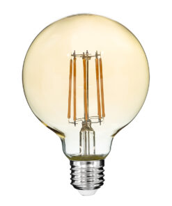 GloboStar® 99041 LED Long Filament Bulb E27 G95 Globe 12W 1080lm 360° AC 220-240V IP20 D9.5 x H13.5cm Ultra Θερμό Λευκό 2200K με Μελί Γυαλί – Dimmable – 3 Years Warranty