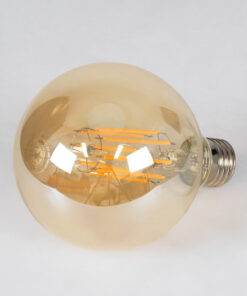 GloboStar® 99041 LED Long Filament Bulb E27 G95 Globe 12W 1080lm 360° AC 220-240V IP20 D9.5 x H13.5cm Ultra Θερμό Λευκό 2200K με Μελί Γυαλί – Dimmable – 3 Years Warranty