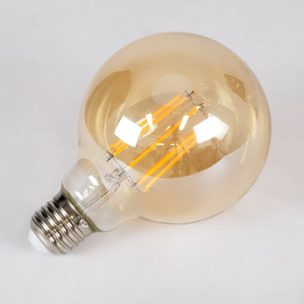 GloboStar® 99041 LED Long Filament Bulb E27 G95 Globe 12W 1080lm 360° AC 220-240V IP20 D9.5 x H13.5cm Ultra Θερμό Λευκό 2200K με Μελί Γυαλί – Dimmable – 3 Years Warranty
