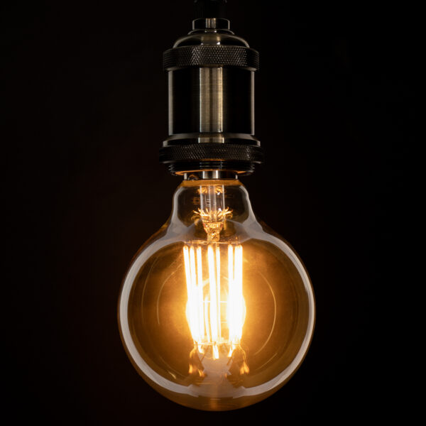 GloboStar® 99041 LED Long Filament Bulb E27 G95 Globe 12W 1080lm 360° AC 220-240V IP20 D9.5 x H13.5cm Ultra Θερμό Λευκό 2200K με Μελί Γυαλί – Dimmable – 3 Years Warranty