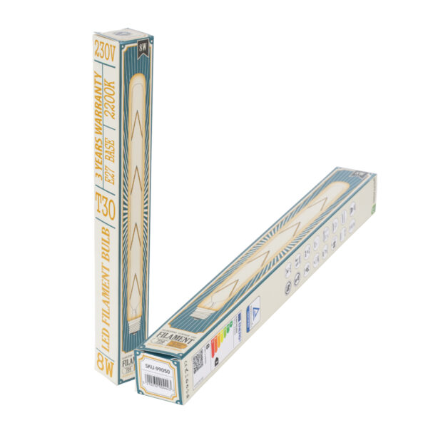 GloboStar® 99050 Λάμπα LED Long Filament E27 T30 Σωλήνας 8W 720lm 360° AC 220-240V IP20 Φ3 x Υ30cm Ultra Θερμό Λευκό 2200K με Μελί Γυαλί – Dimmable – 3 Years Warranty