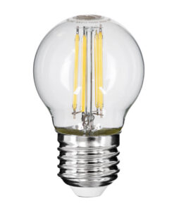 GloboStar® 99052 Λάμπα LED Long Filament E27 G45 Γλομπάκι 6W 660lm 360° AC 220-240V IP20 Φ4.5 x Υ7.5cm Φυσικό Λευκό 4000K με Διάφανο Γυαλί – Dimmable – 3 Years Warranty
