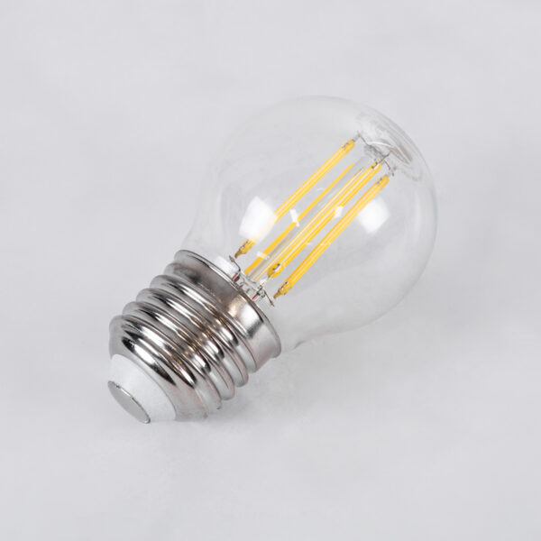 GloboStar® 99052 Λάμπα LED Long Filament E27 G45 Γλομπάκι 6W 660lm 360° AC 220-240V IP20 Φ4.5 x Υ7.5cm Φυσικό Λευκό 4000K με Διάφανο Γυαλί – Dimmable – 3 Years Warranty