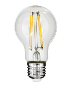 GloboStar® 99053 Λάμπα LED Long Filament E27 A60 Γλόμπος 10W 1100lm 360° AC 220-240V IP20 Φ6 x Υ10.5cm Φυσικό Λευκό 4000K με Διάφανο Γυαλί – Dimmable – 3 Χρόνια Εγγύηση