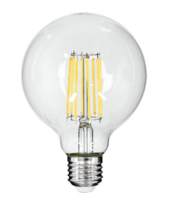 GloboStar® 99054 Λάμπα LED Long Filament E27 G95 Γλόμπος 12W 1320lm 360° AC 220-240V IP20 Φ9.5 x Υ13.5cm Φυσικό Λευκό 4000K με Διάφανο Γυαλί – Dimmable – 3 Years Warranty
